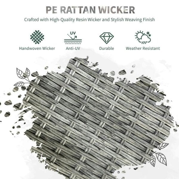 Five-Pieces Rattan Dining Set - Light Grey