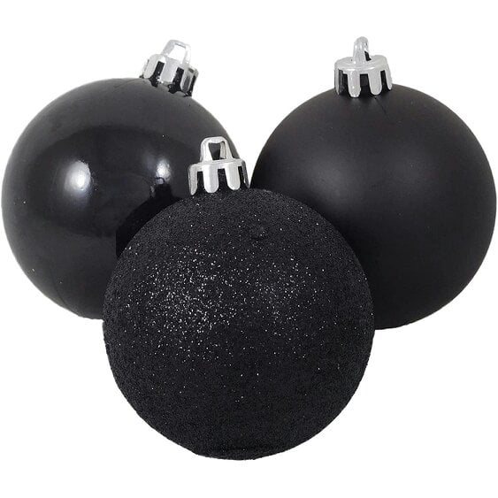 Shatchi Black Shatterproof Christmas Baubles in 6cm Pack Sizes for Tree, Garland and Seasonal Decorating - 6 Pack - PVC - Black