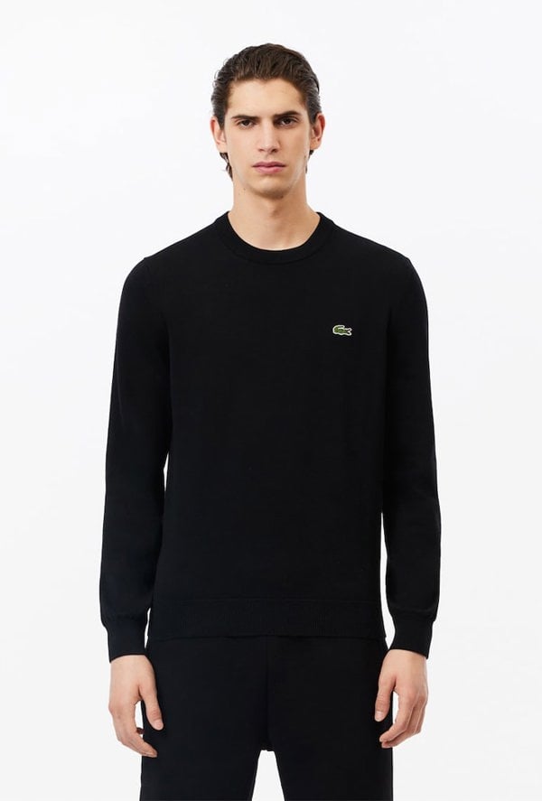 Lacoste Men's Monochrome Crew Neck Sweater - Black
