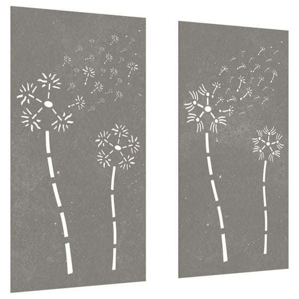 Berkfield Garden Wall Decorations 2pcs 105x55cm Corten Steel Flower Design
