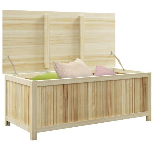 Wyld Haus Mavise Safi Natural Wood Panelled Outdoor Cushion Storage Box 172 Litre