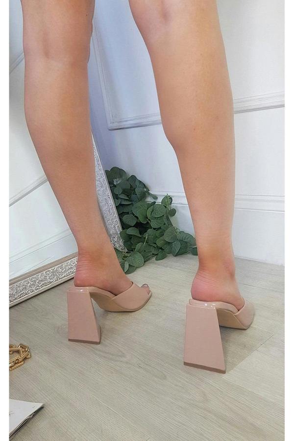 Ellen Slip On Block Heels - Beige