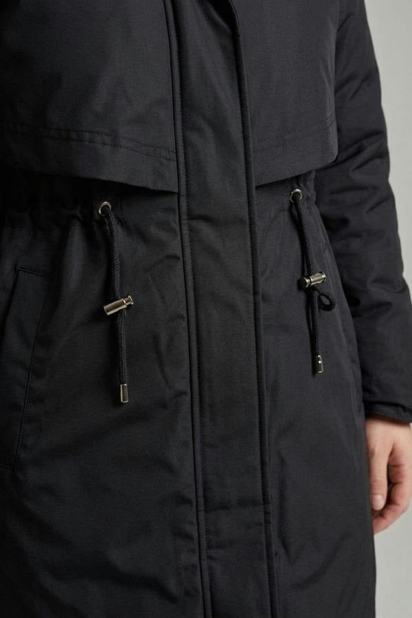 Izabel London Faux Fur Trim Hooded Thigh Length Coat