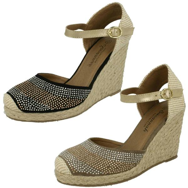Savannah Ladies Savannah Bead Detail Wedge Sandals