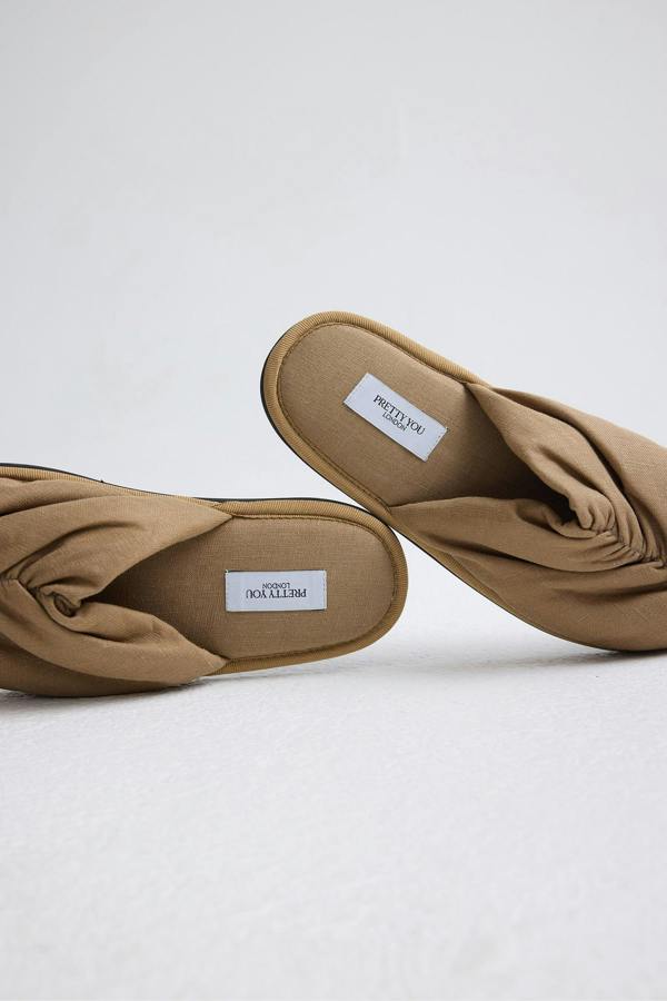 Pretty You London Linen Mule In Overland Trek