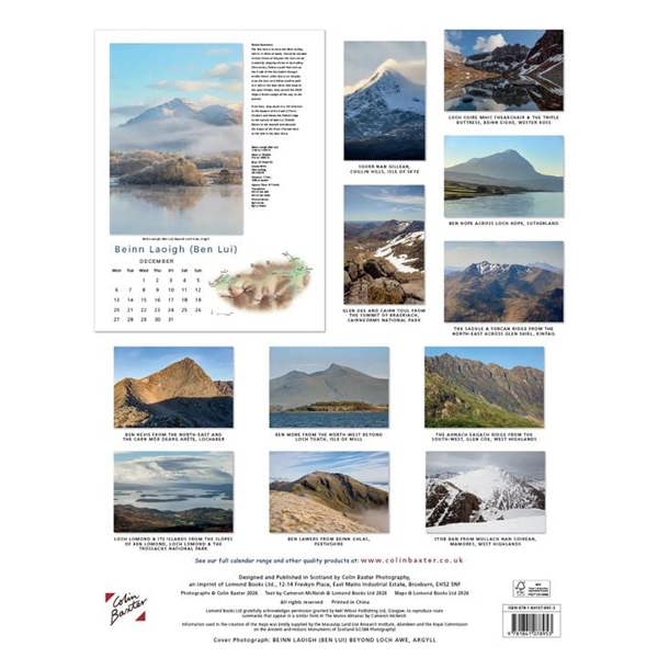 Colin Baxter, The Munros A3 Deluxe Calendar 2027, Deluxe Calendars, Month To View, Travel, Gift