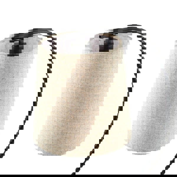 Chic Black Table Lamp with Oatmeal Natural Textured Linen Fabric Shade Image 4