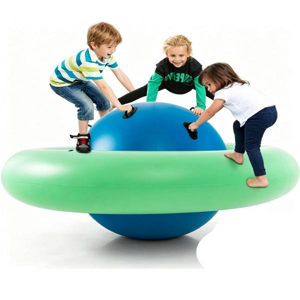 Gr8 Garden 88" Kids Inflatable Dome Rocker Bouncer Outdoor Garden Climbing & Seesaw Pool Play Toy