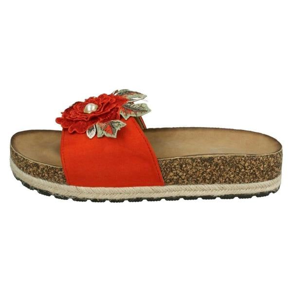 Spot On Ladies Spot On Flower Trim Mules