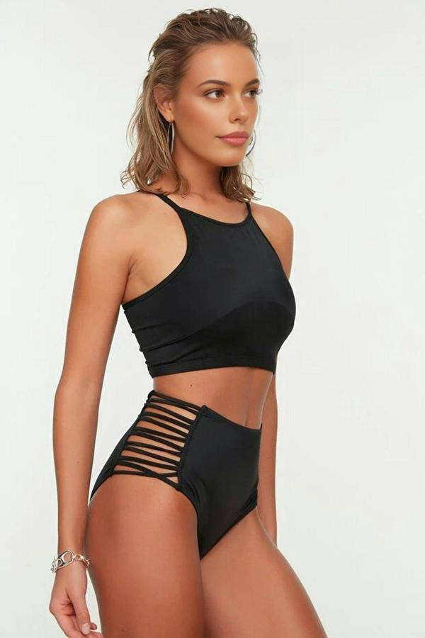 WOVCOR Trimmed Hipster Super High Waist Bikini Bottom