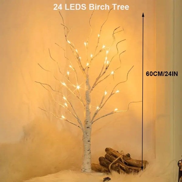 24 LED Easter Tree with Colourful Egg Decorations – Birch Twig Tree, Battery or USB Powered, Easter Table Decor Gift