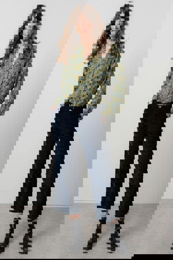 Lily & Me Wayfaring Printed Organic Cotton Jersey Blouse Green