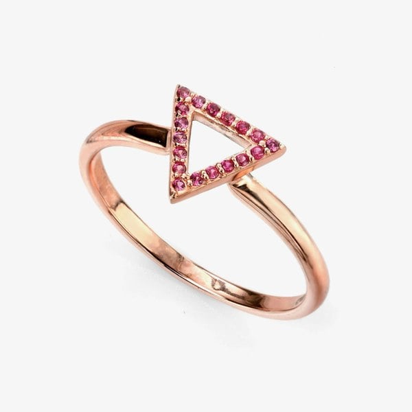 T. H. Baker Rose Gold-Plated Pink Cubic Zirconia Triangle Ring R3421P