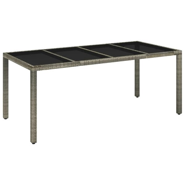 Berkfield Garden Table with Glass Top Grey 190x90x75 cm Poly Rattan