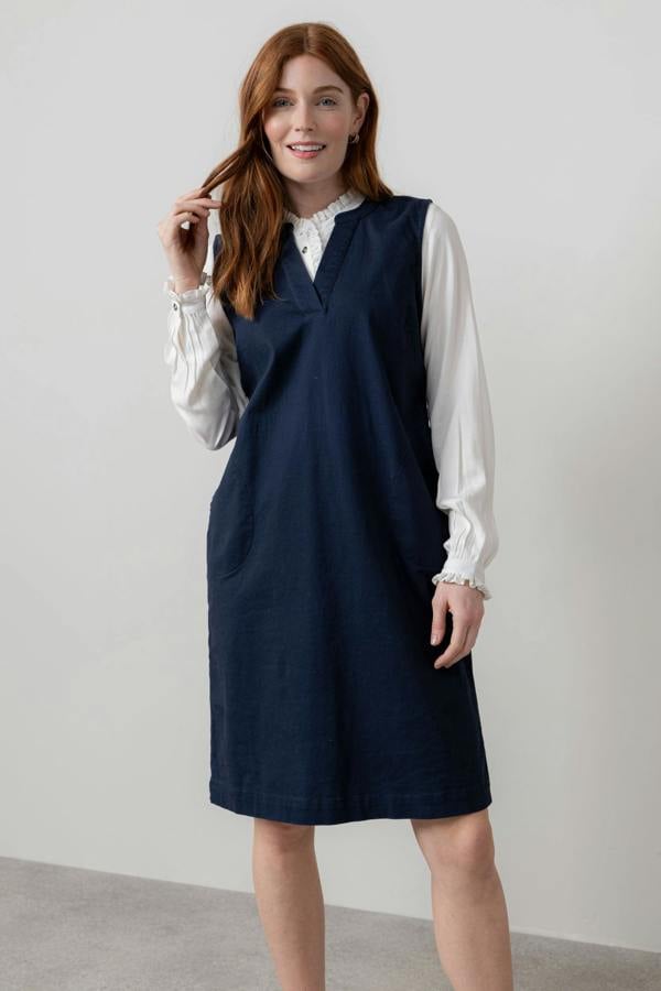 Lily & Me Belle Knee Length Stretch Twill Dress Navy