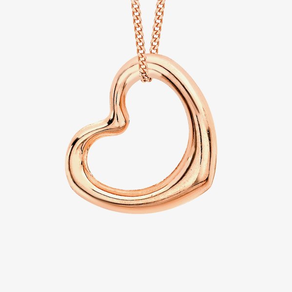 T. H. Baker 9ct Rose Gold Open Heart Necklace 5.62.5089