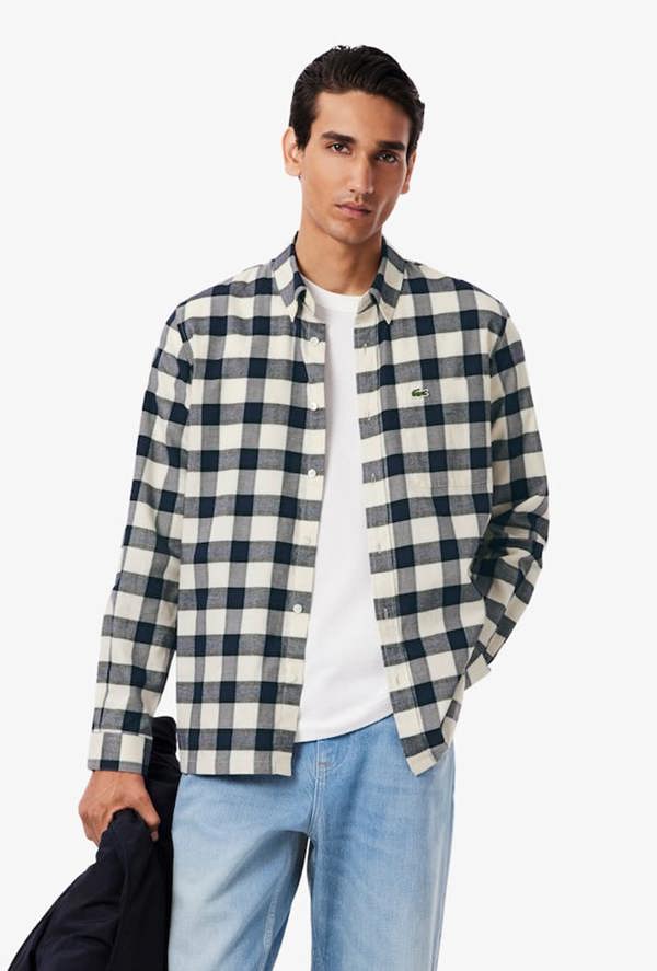 Lacoste Regular Fit Plaid Flannel Shirt