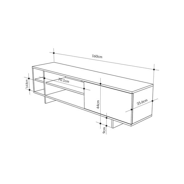 Decortie Modern Stockton TV Unit up to 65 Inch TVs 4-open Shelf Flip-Door Storage TV Cabinet 35.6x160cm Living Room