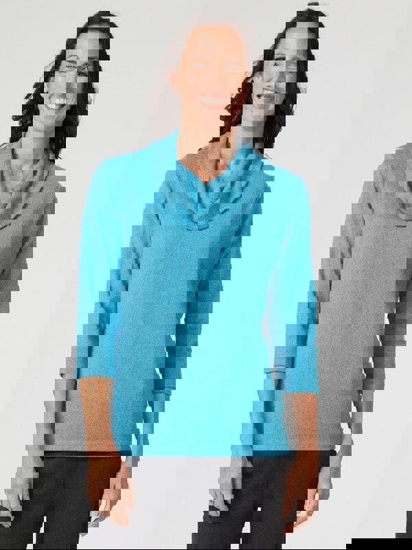 PennyPlain Cowl Neck Top- Aqua