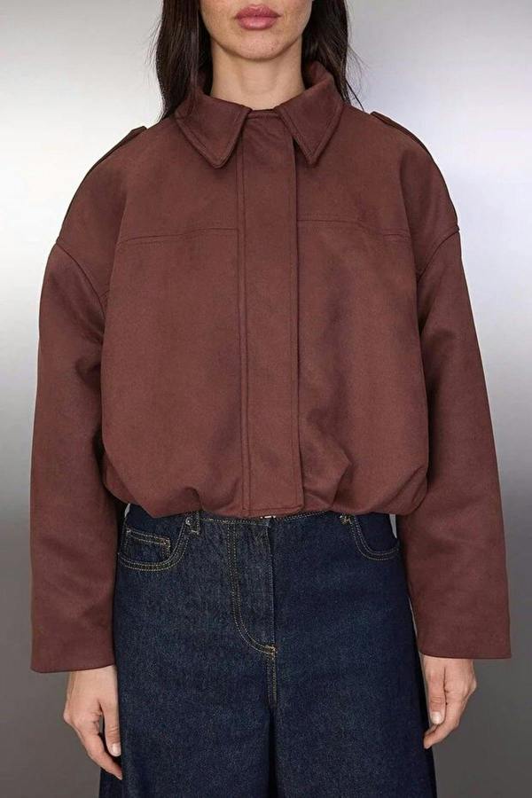 WOVCOR Oversize Fit Suede Bomber Thin Jacket