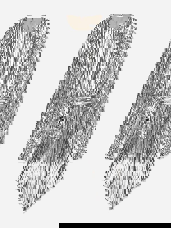 MSGM Girls Pleated Dress in Silver