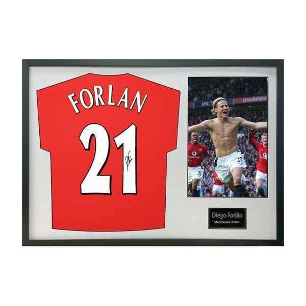 Diego Forlan Signed Manchester United Shirt Classic Frame