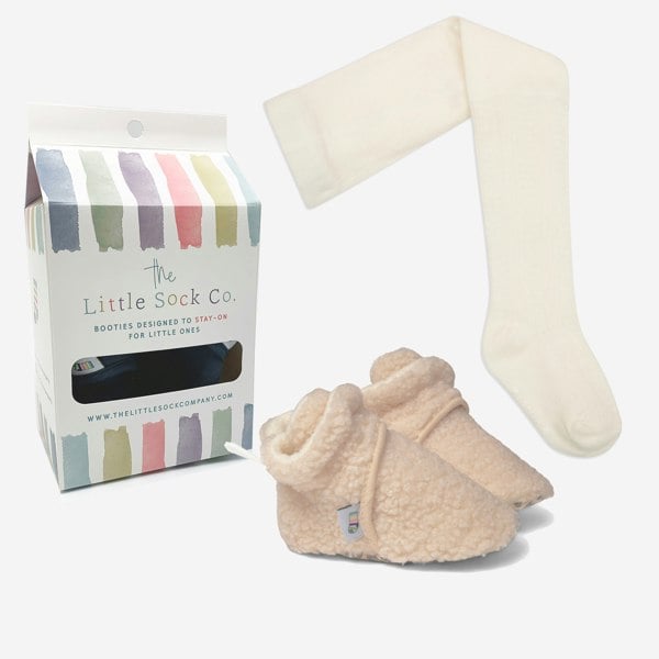 Little Sock Co. Bundle of Sherpa Stay-on, Non-Slip Booties & Cosy Non-slip Tights
