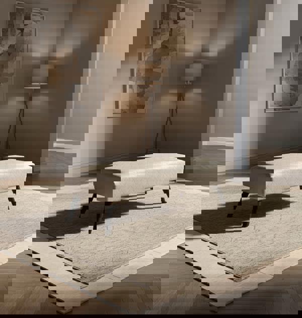 Premium off white creamy stitched design plain lid footstool bench or coffee table - ISTOOLS