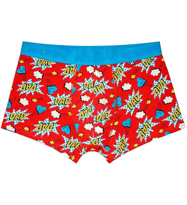 Happy Socks Super Dad Boxer Trunk, Red