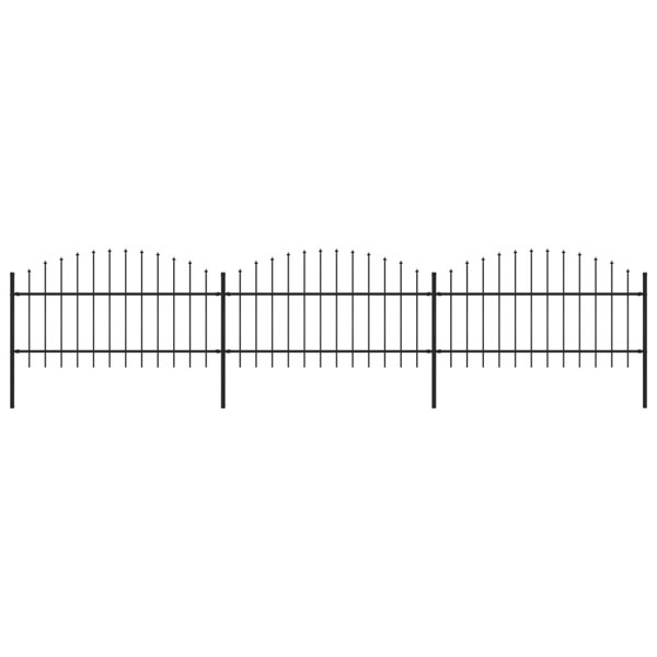 Berkfield Garden Fence with Spear Top Steel (1-1.25)x5.1 m Black
