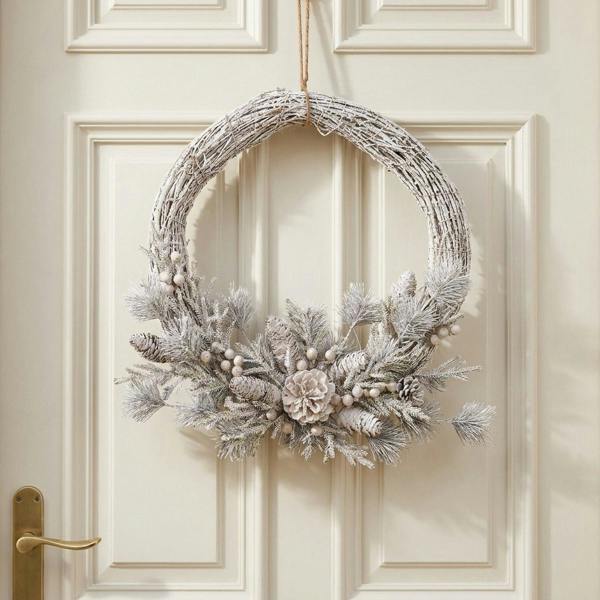 Garden Greatness Rustic Frosted Winter Decorative Wreath