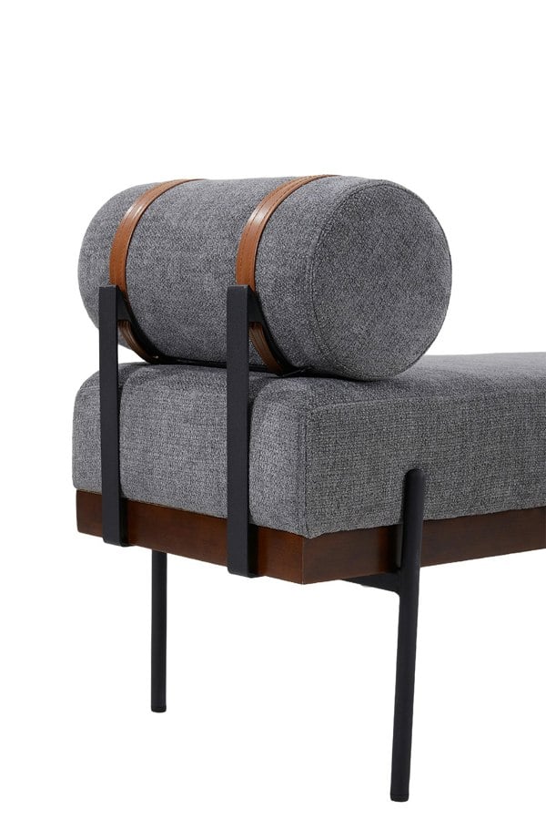 Living and Home Dark Grey Upholstered Bench with a Removable Pillow