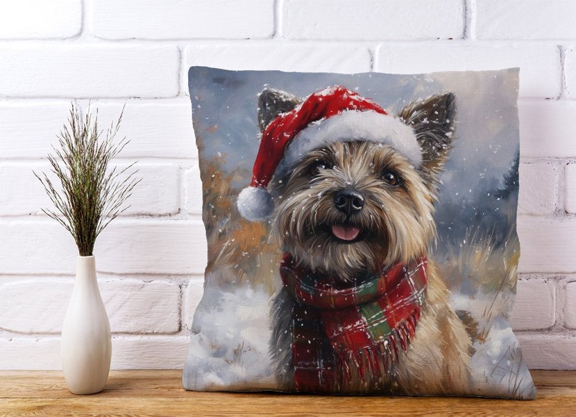 Warren Reed Christmas Cairn Terrier Cushion