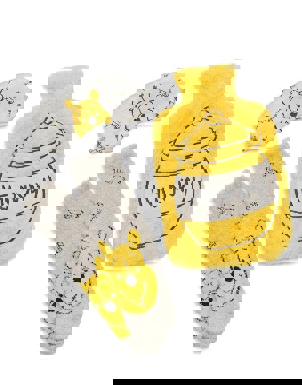 Disney Unisex Yellow Winnie The Pooh Hot Water Bottle With Eye Mask and Socks (One Size)