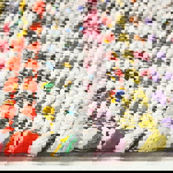 HOMESCAPES Handwoven Multi Coloured 100% Cotton Diamond Chindi Rug