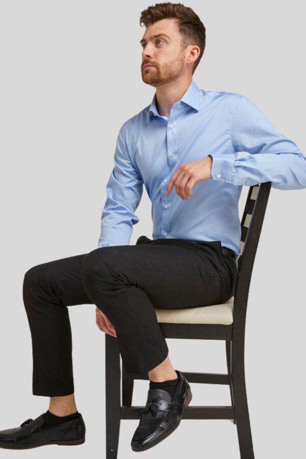 Tailored Fit Blue Non-Iron Pure Cotton Twill Shirt