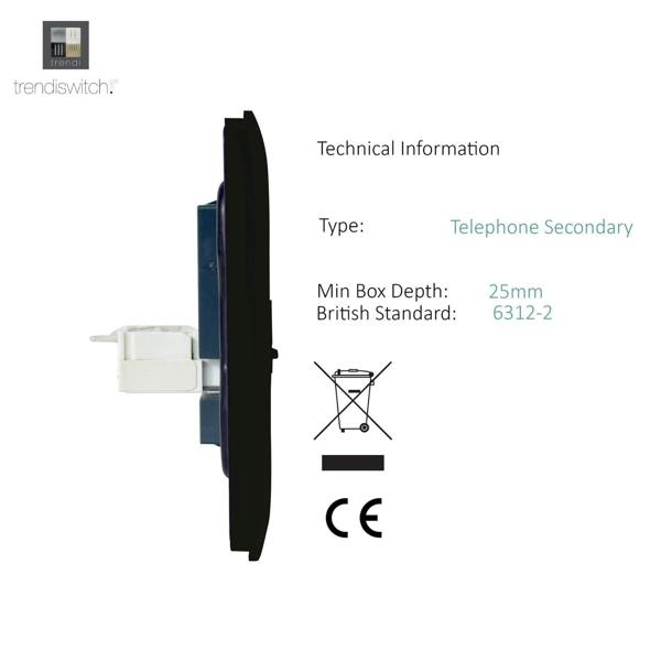 Trendi Switch 1 Gang Cat 3 Telephone Slave Socket in Navy Blue