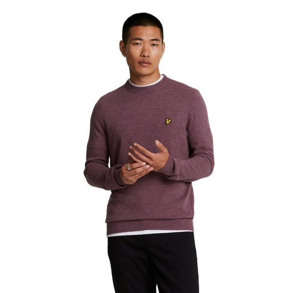 Lyle & Scott Mens Lambswool Blend Crew Neck Long-Sleeved Jumper - Highland Mauve Marl