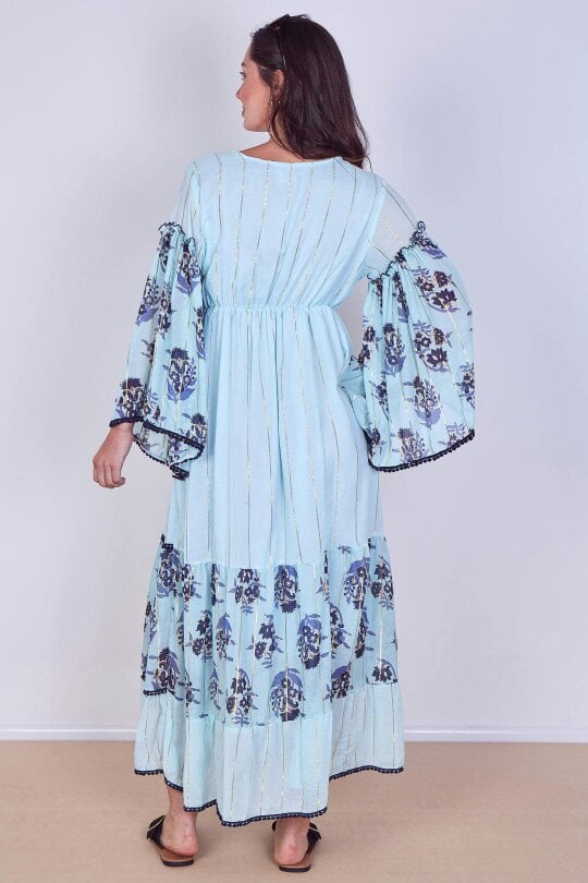 Bohemian Tiered Maxi Dress – Flowy Viscose Elegance