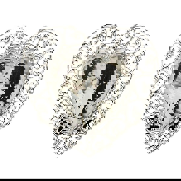 Heart Themed 4x4 Silver Picture Frame with Small Diamante Crystals Image 3