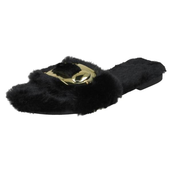 Spot On Ladies Spot On Flat Fur Mules F00140