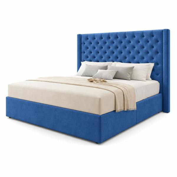 Great British Beds Chesterfield Winged Divan Bed - Blue Plush