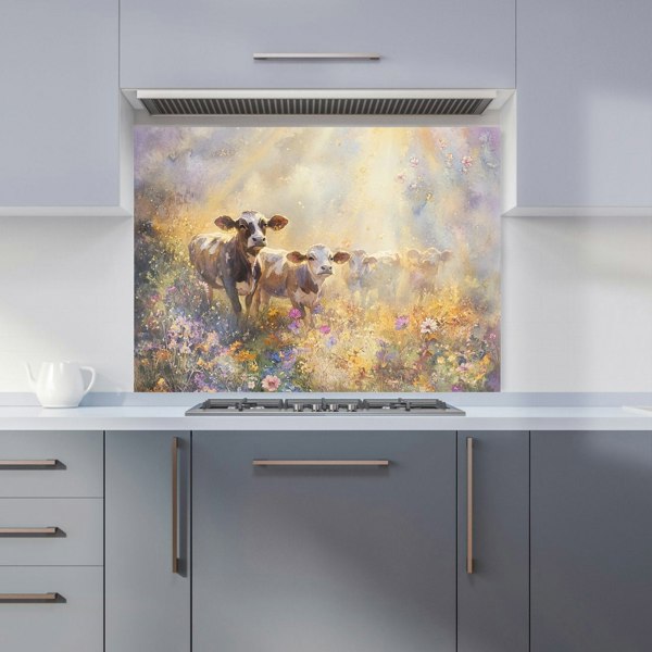 Warren Reed Cows in Meadow Glass Kitchen Splashback - 00017