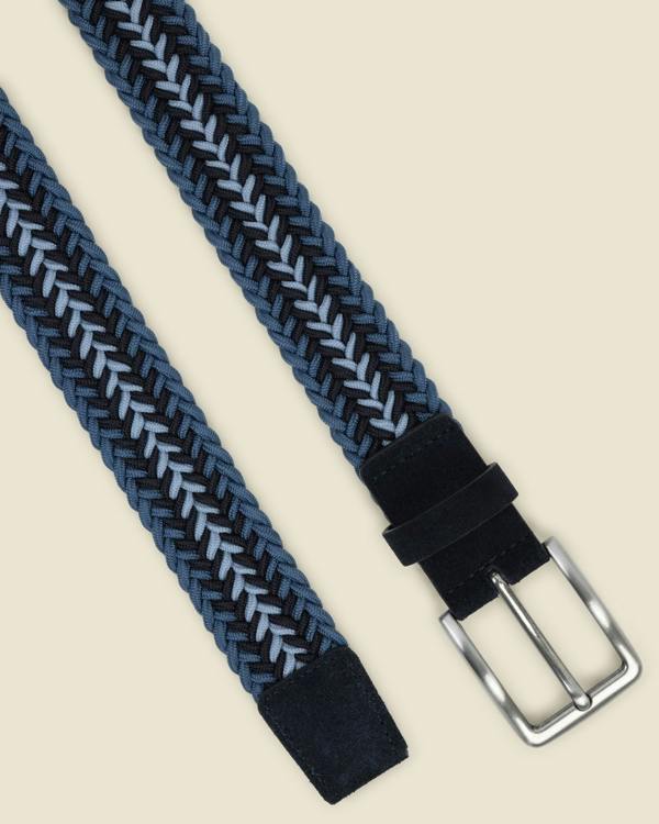 Larsson & Co Lunde - Multi-Coloured Wide Striped Braided Elastic Stretch Belt