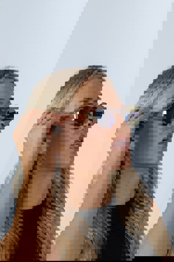 SVNX Oval Metal Frame Sunglasses in Gold Green