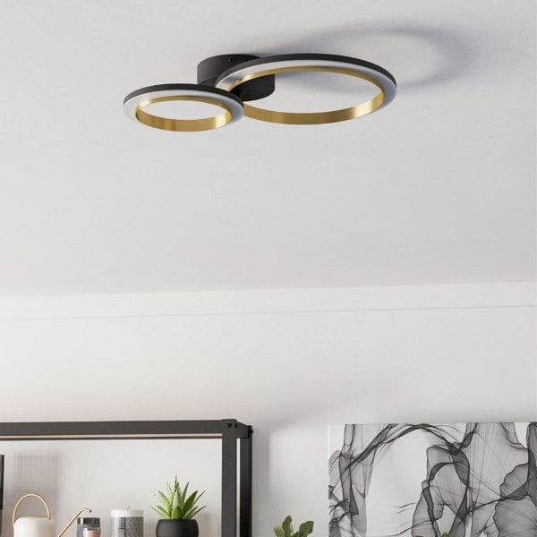 EGLO Calliera Black And Brass Steel LED Circle Modern Ceiling Light