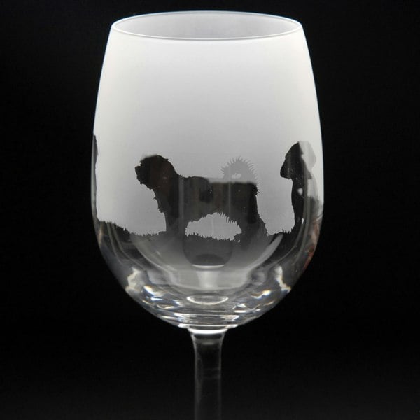 Glyptic Glass Art Maltese Dog Crystal Wine Glass - Hand Etched/Engraved Gift