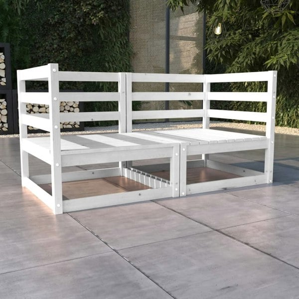 Berkfield Garden 2-Seater Sofa White Solid Pinewood