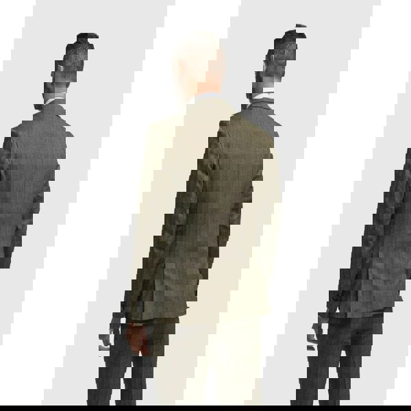 House Of Cavani Damon - Men's Olive Green 3 Piece Herringbone Tweed Suit