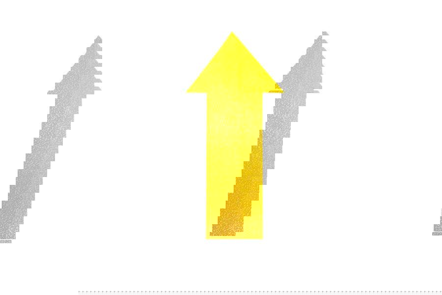 Durable Heavy Duty Adhesive Floor Marking Arrow Shape | 10 Pack | Yellow